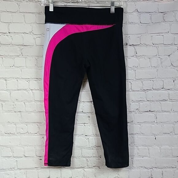 Fabletics Seabert Capri Colorblock Black/Pink PowerHold UPF Pocket Activewear S - Picture 3 of 10
